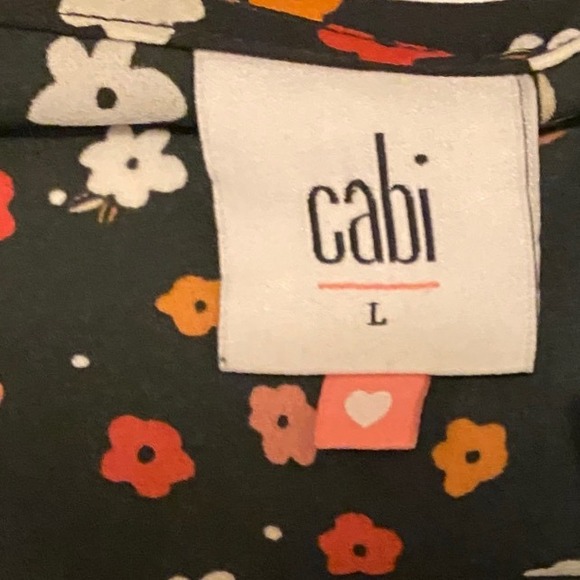 CAbi 3957 Cheerful Button Front Blouse Floral Mixed Stripe - Size L EUC - Picture 5 of 16